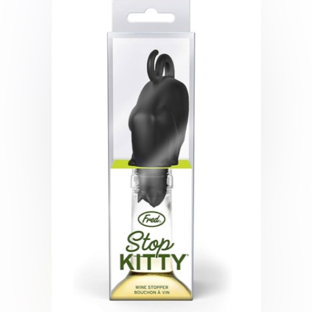 STOP KITTY Wine Bottle Stopper Cat Lovers Gift Christmas Stocking Stuffer